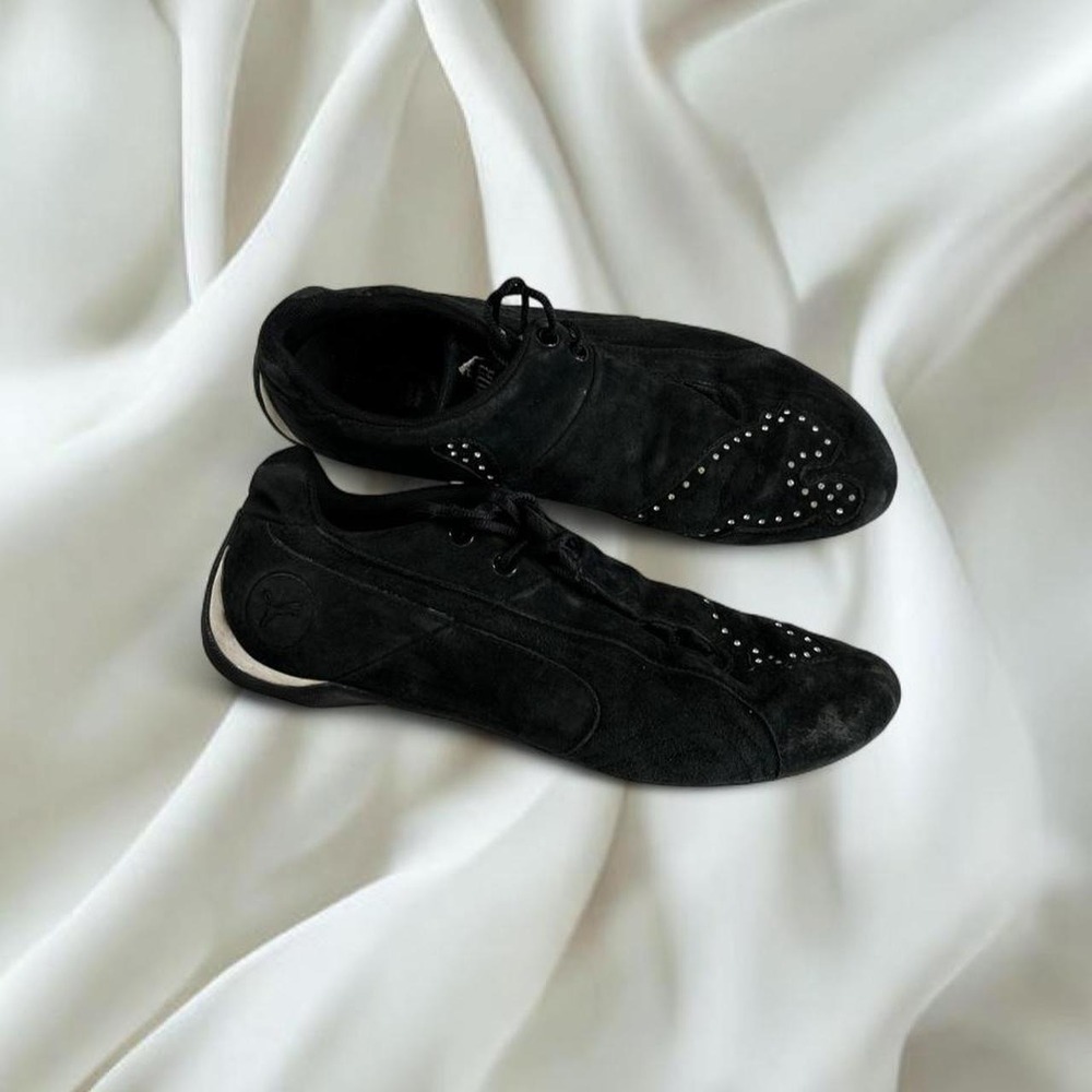 Puma speed cat black rhinestone cat logo running athletic sneakers y2k vintage